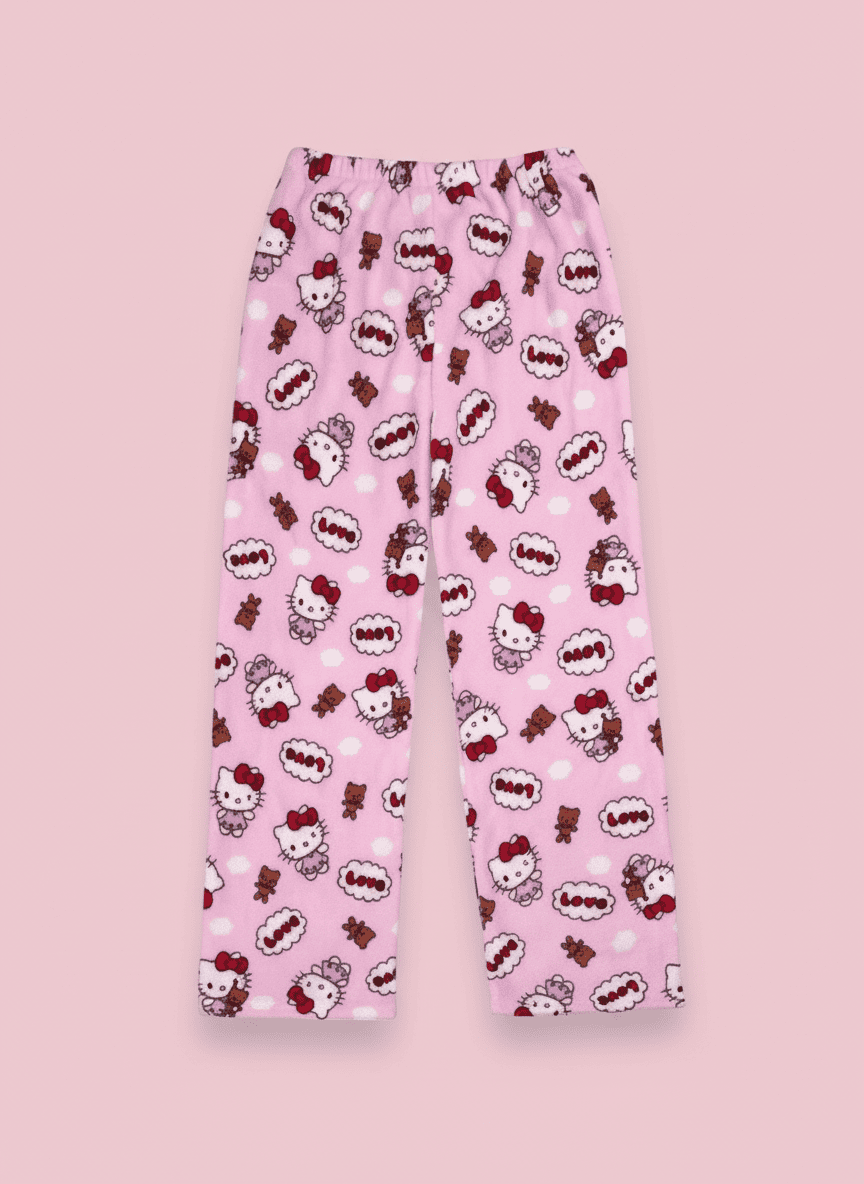 Hey Kitty Pajama Pants - Pink Teddy