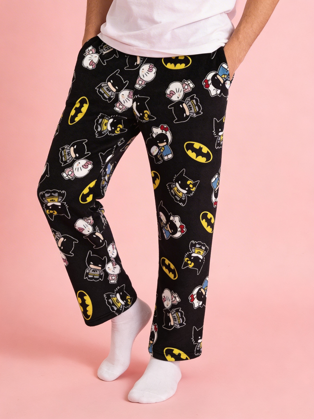 Bat X Hello Kitty Pajama Pants - Black/Black