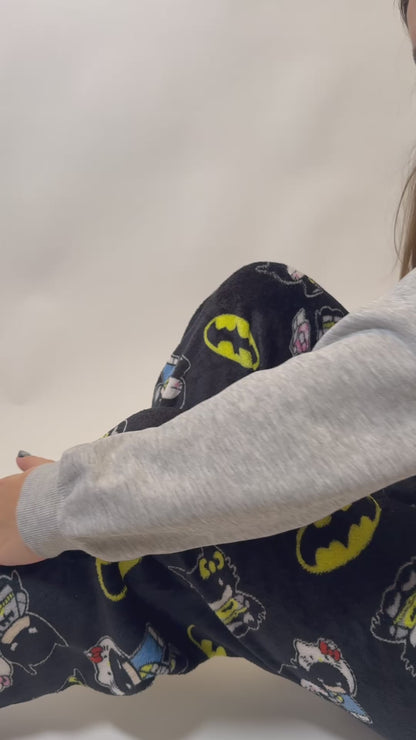 Bat X Hello Kitty Pajama Pants - Black/Black